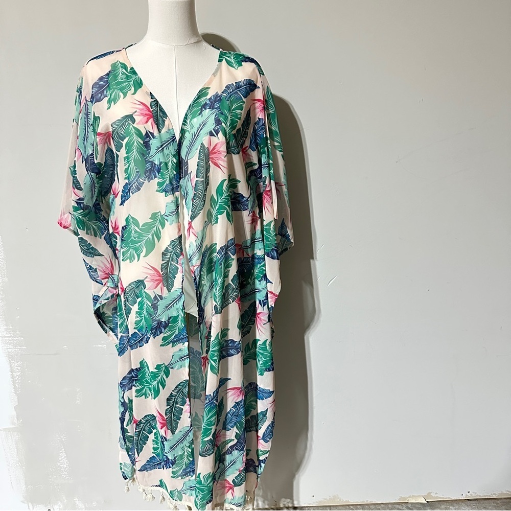 Vibrant Leaf Pattern Kimono Tassel Design Size M Fit Most